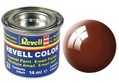 REVELL 80 Blatová hnědá lesklá syntetická modelářská barva (RAL8003), 14ml