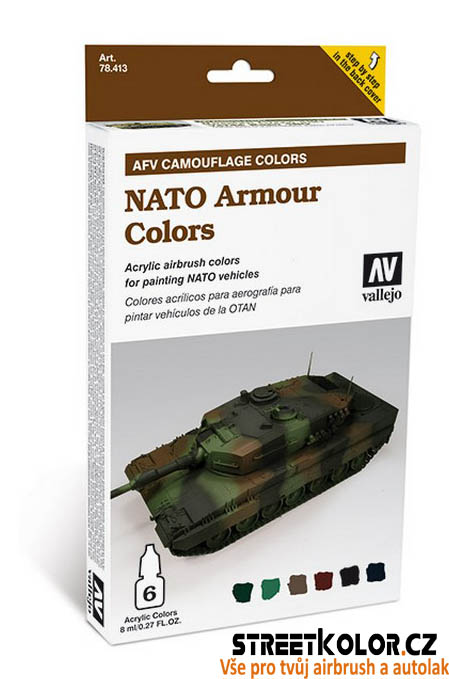 Vallejo 78.413 sada airbrush barev NATO Armour 6x8 ml