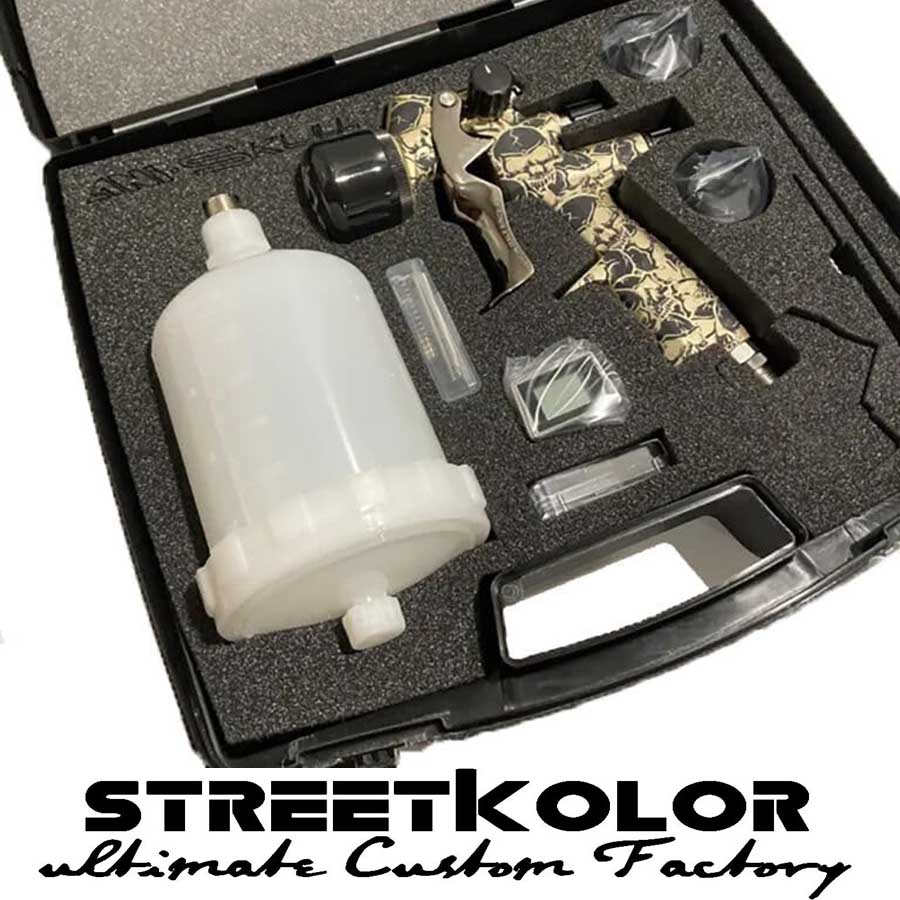 Stříkací pistole ANI SKULL/S TMD2 v kufru 3 v 1 (CLEAR, WB, HVLP) s digitálním manometrem 1,2 mm tryska – prémiová italská kvalita