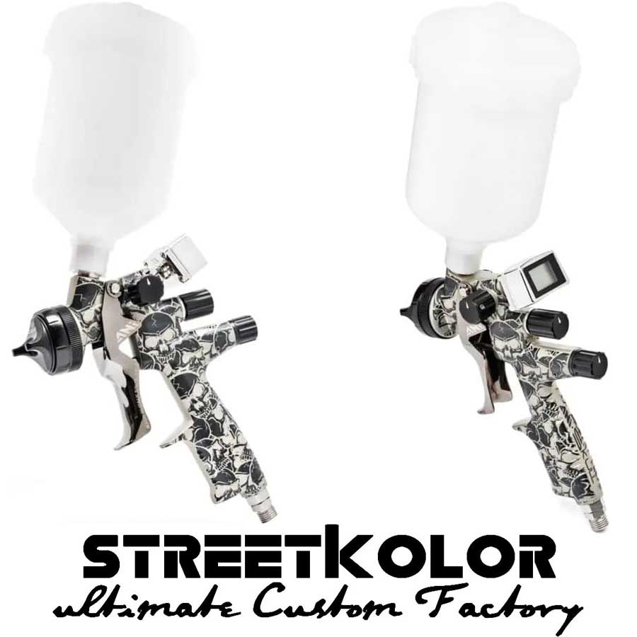Stříkací pistole ANI SKULL/S TMD2 v kufru 3 v 1 (CLEAR, WB, HVLP) s digitálním manometrem 1,2 mm tryska – prémiová italská kvalita