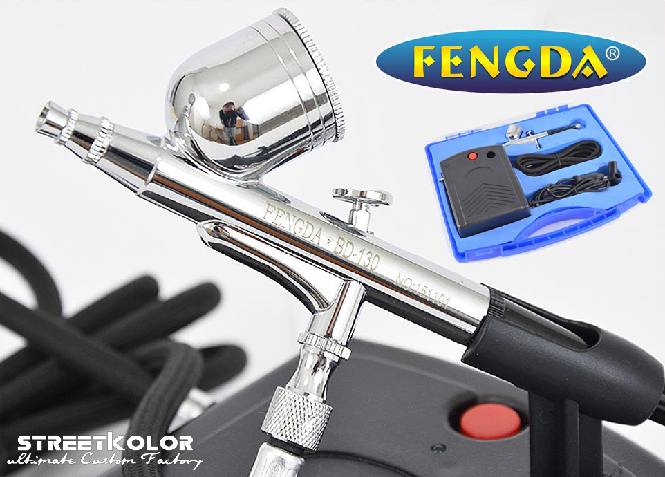 Airbrush sada s kompresorem FENGDA® BD-831 a airbrush pistolí BD-130 0,2mm