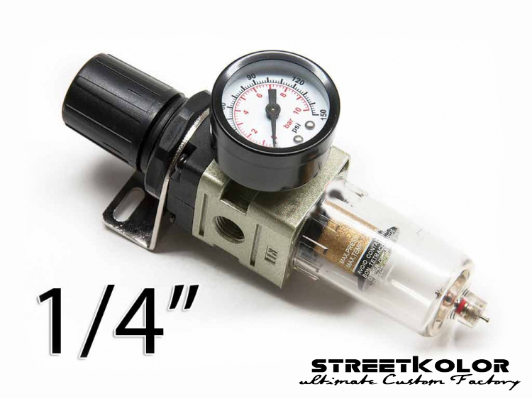 Regulátor tlaku s filtrem, automatický vypouštěcí ventil, vnitřní závit: 1/4"