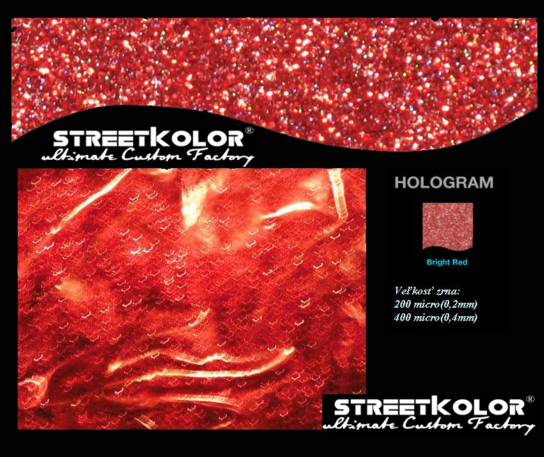 Hologram Červený světlý, 50 gramů, 200 mikronů=0,2mm