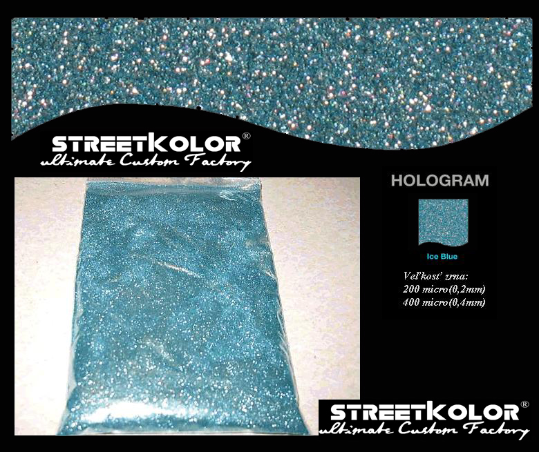 Hologram Modrý světlý, 50 gramů, 200 mikronů=0,2mm