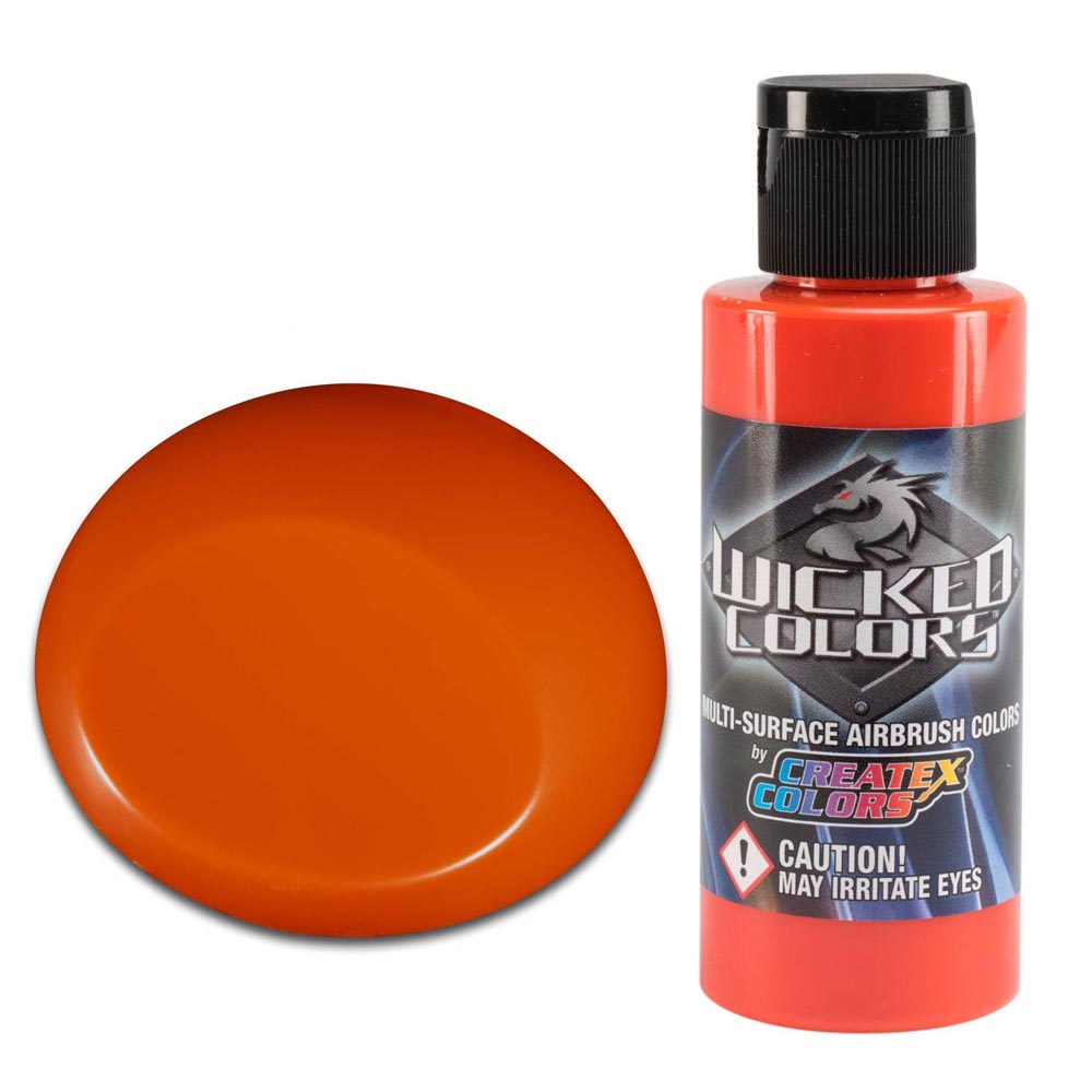 Ilustrační Oranžová airbrush barva CreateX W054 60 ml – Wicked Detail Orange