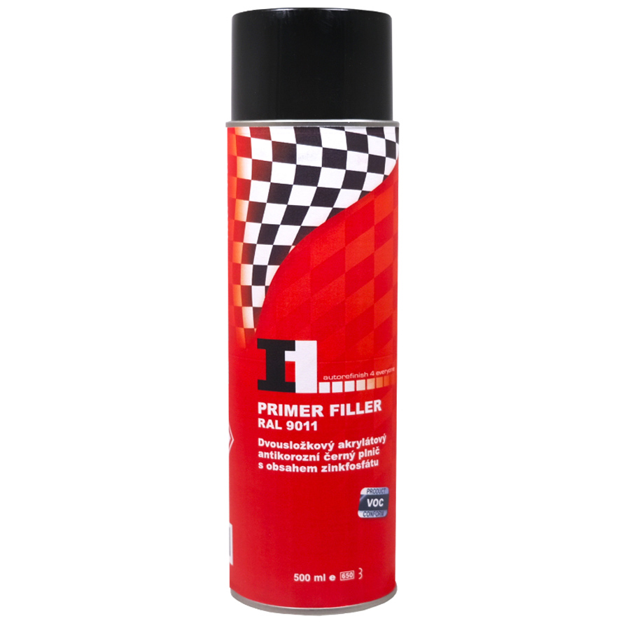 PRIMER FILLER SPREJ - 2K AKRYLÁTOVÝ PLNIČ, odstín: RAL9011-ČERNÝ, Objem: 500ml