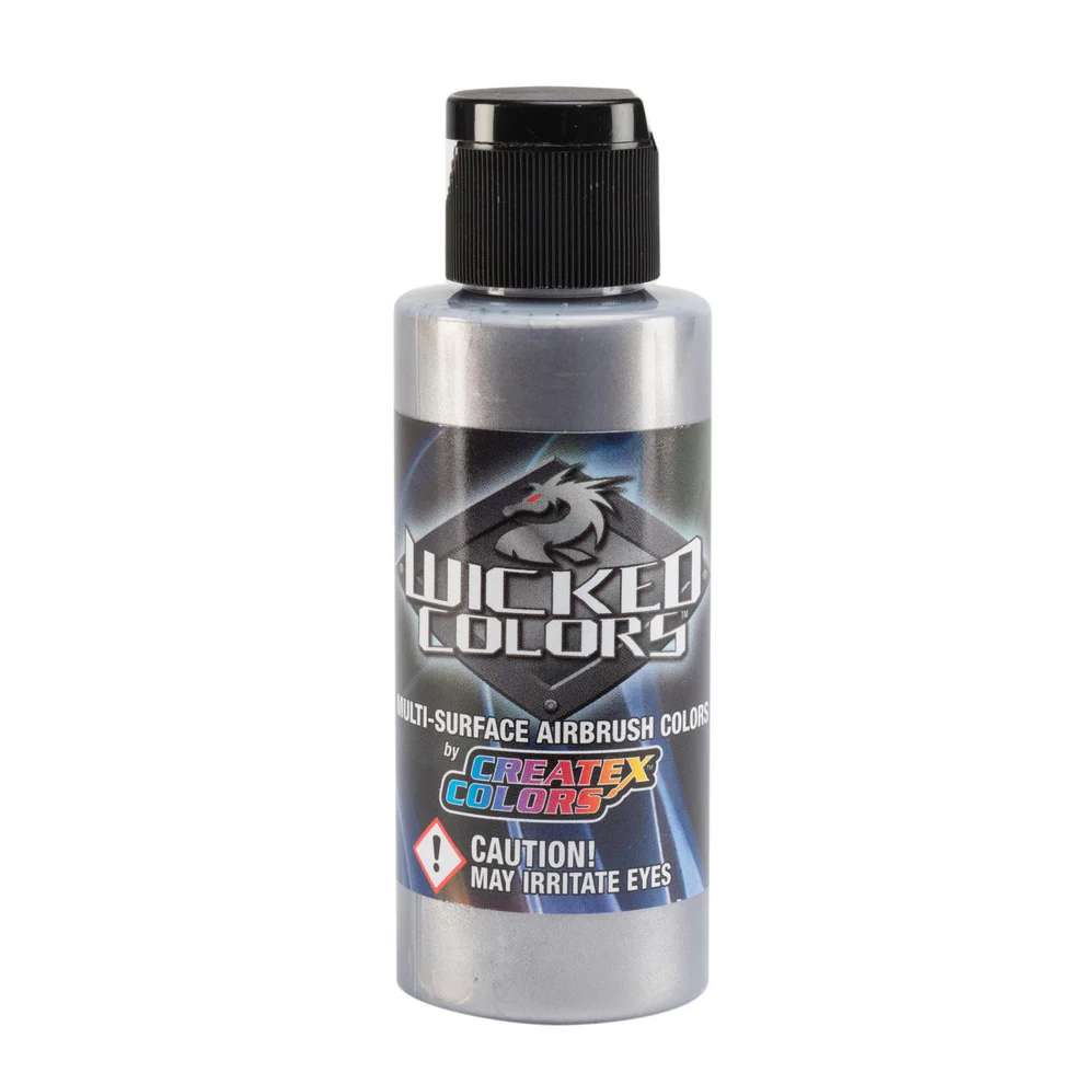 Wicked Stříbrná metalická airbrush barva CreateX W351 60 ml – Metallic Silver