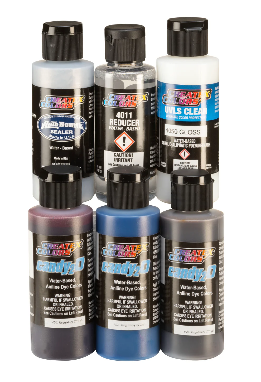 Createx candy2O Hobby Set – 4682-01 6 x 60 ml – Sada transparentních candy airbrush barev