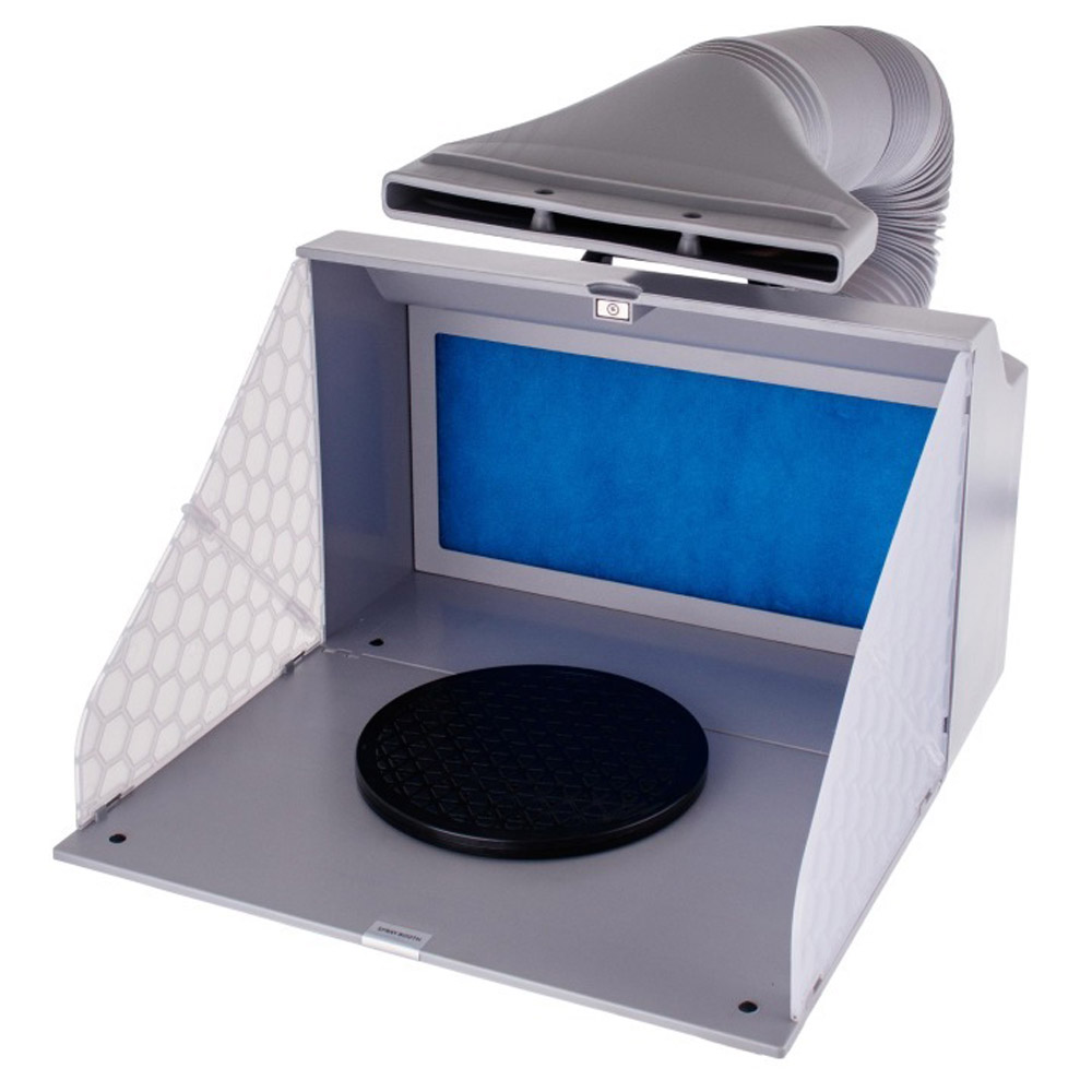 Stříkací box se 2 ventilátory odsávání a rotačním stojanem AH-309
