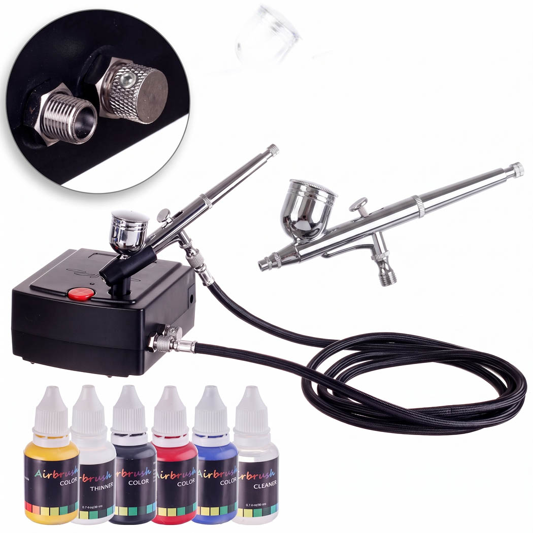 Airbrush sada s kompresorem Royalmax TC-100K a airbrush pistolí AB-130 0,3mm + 6x airbrush barva