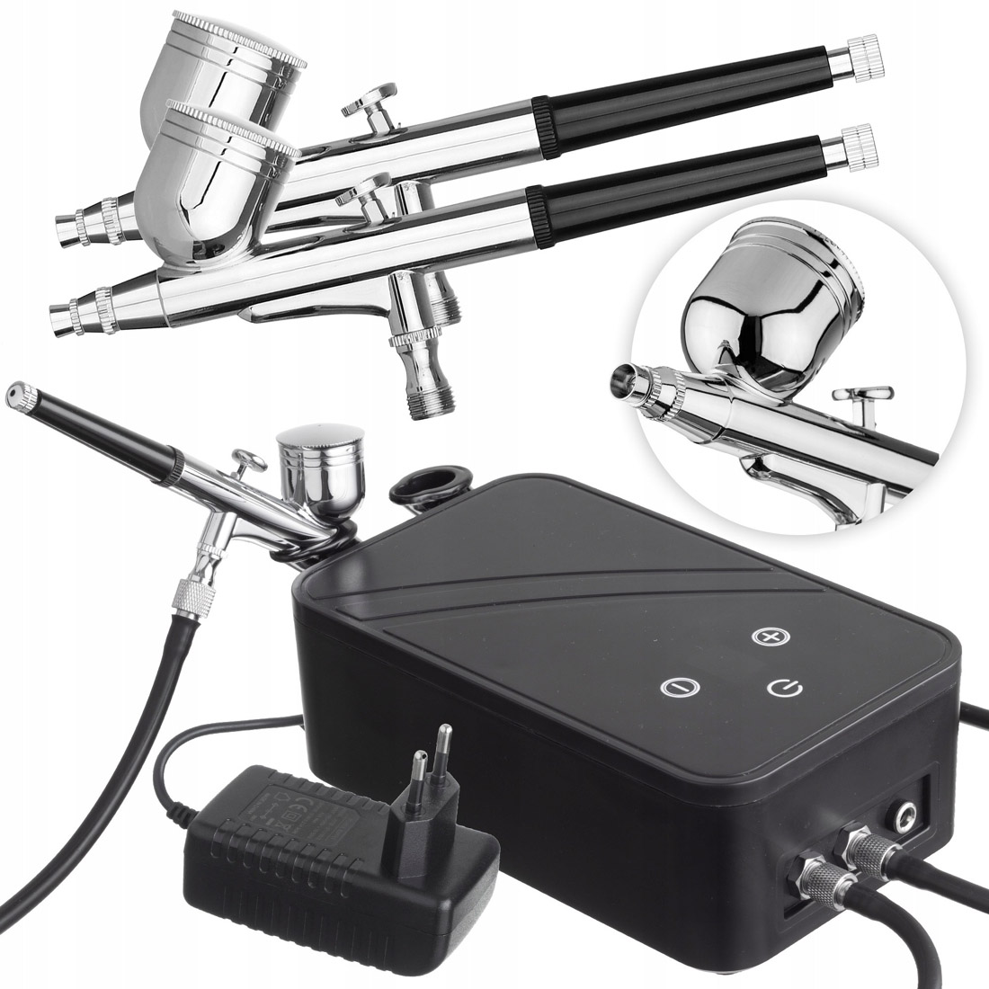 Airbrush set Royalmax TC-106K s kompresorem a dvěma airbrush pistolemi s tryskou 0,3mm