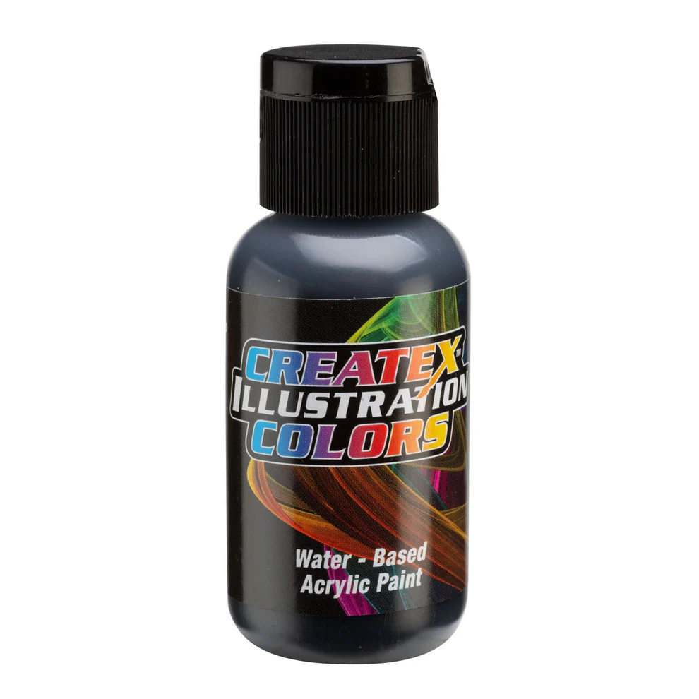 Ilustrační Černá airbrush barva CreateX 30 ml – 5051 Transparent Black