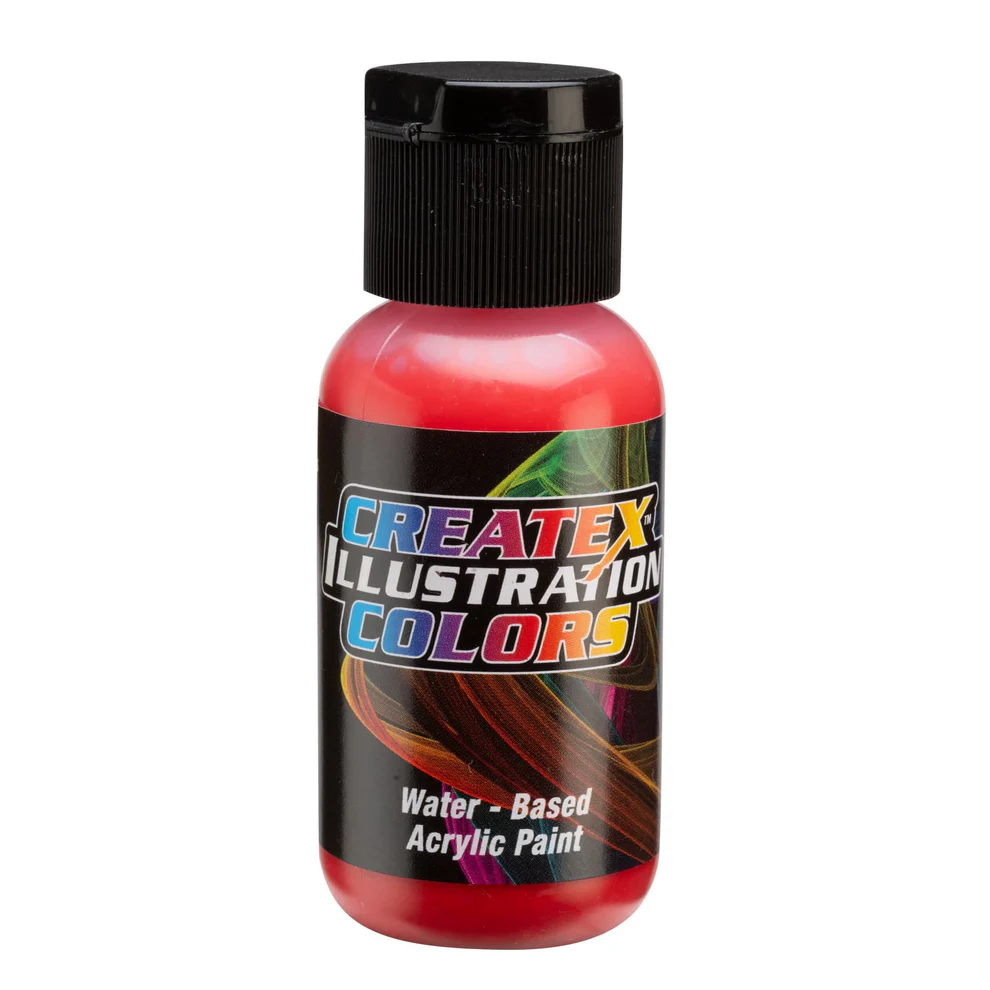 Ilustrační Červená airbrush barva CreateX 30 ml – 5053 Transparent Scarlet Red