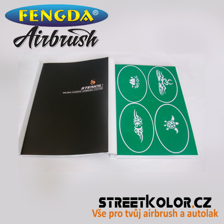 Kniha nalepovacích airbrush šablon Fengda, 100ks šablon