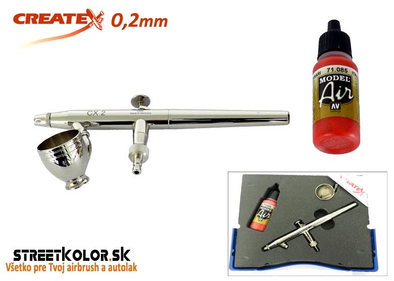 Airbrush pistole CreateX CX2 0,2mm + airbrush farba Model Air 
