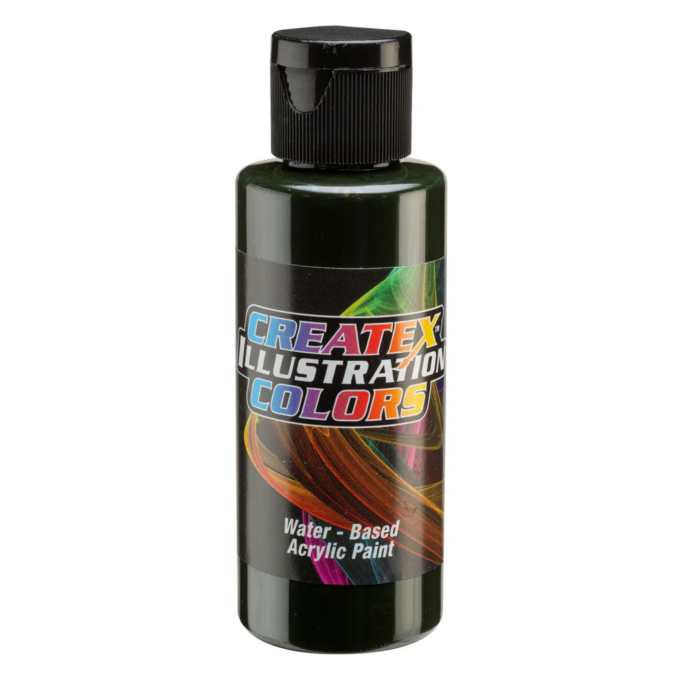 Ilustrační Zelená airbrush barva CreateX 60 ml – 5065 Transparent Moss Green
