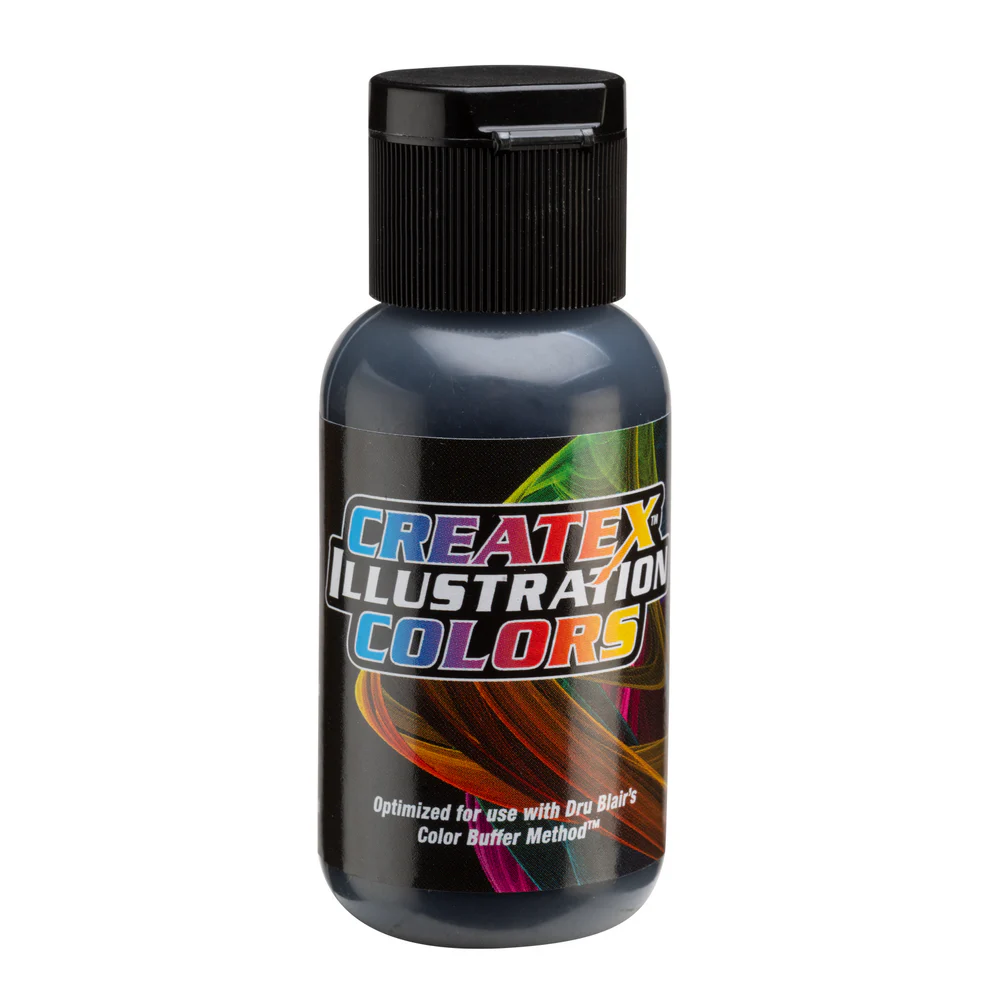 Ilustrační Šedá airbrush barva CreateX 30 ml – 5066 Transparent Paynes Grey