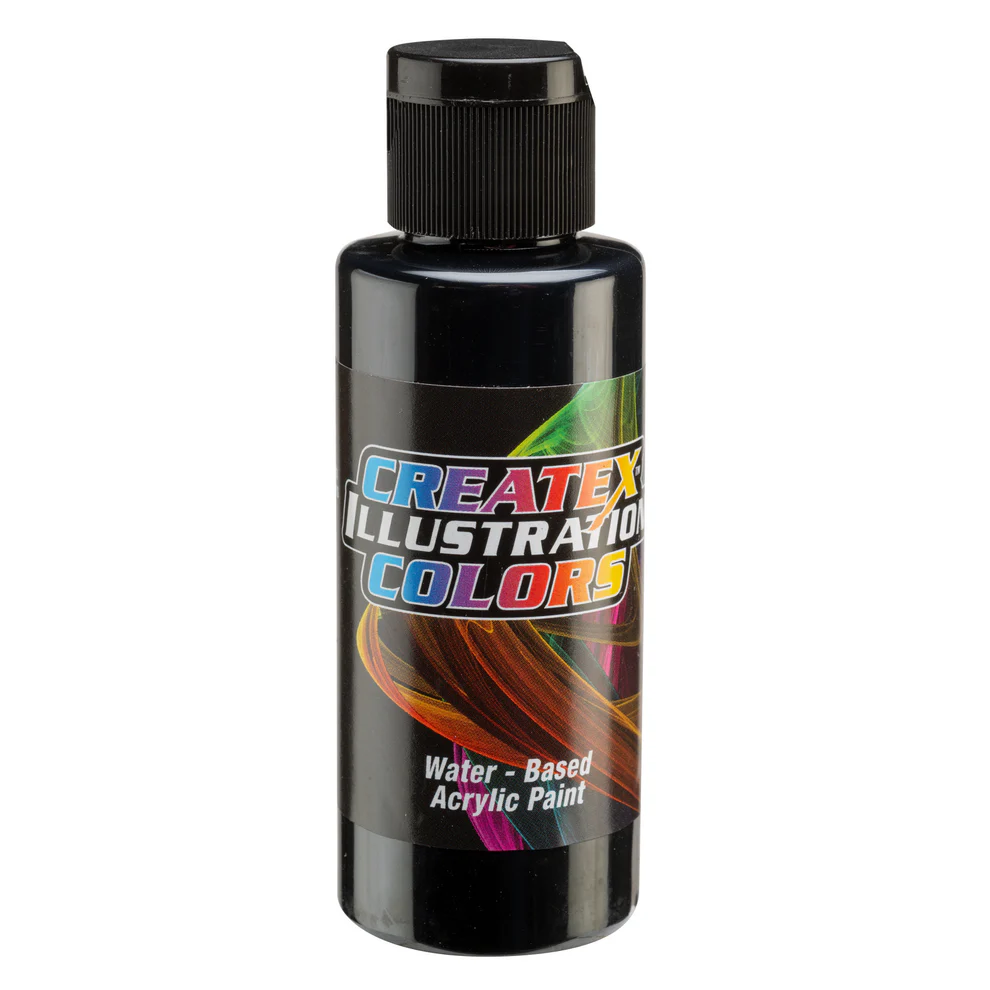 Ilustrační Neprůhledná černá airbrush barva CreateX 60 ml – 5078 Opaque Black