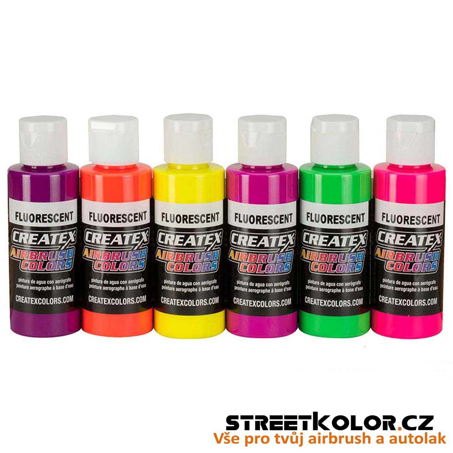 6x60ml CreateX fluorescenční sada airbrush barev, 5802-00