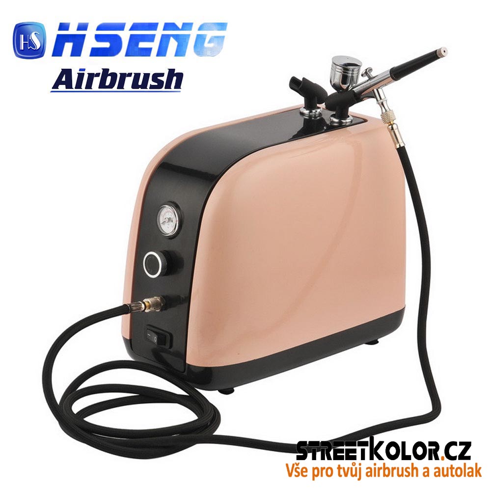 Airbrush set s kompresorem HS-386K + airbrush pistole HS-30 - extra tichý chod