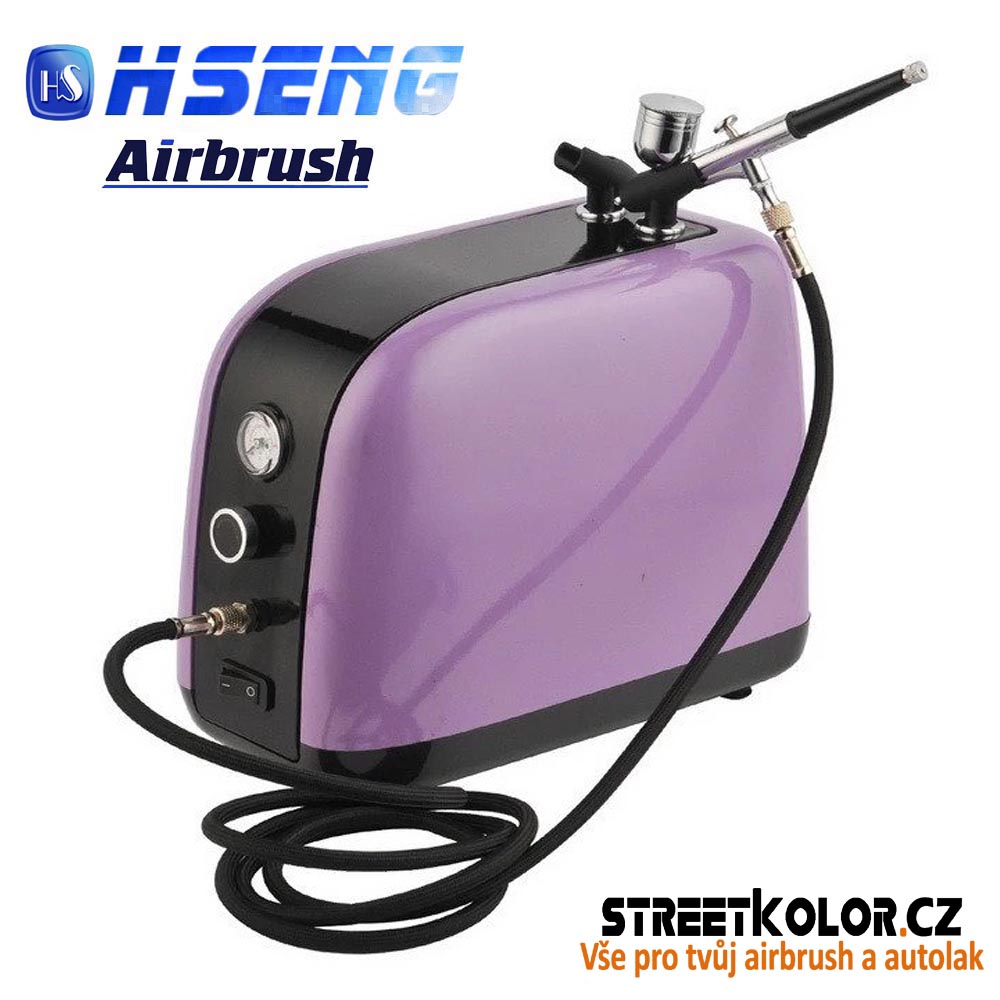 Airbrush set s kompresorem HS-386K + airbrush pistole HS-30 - extra tichý chod