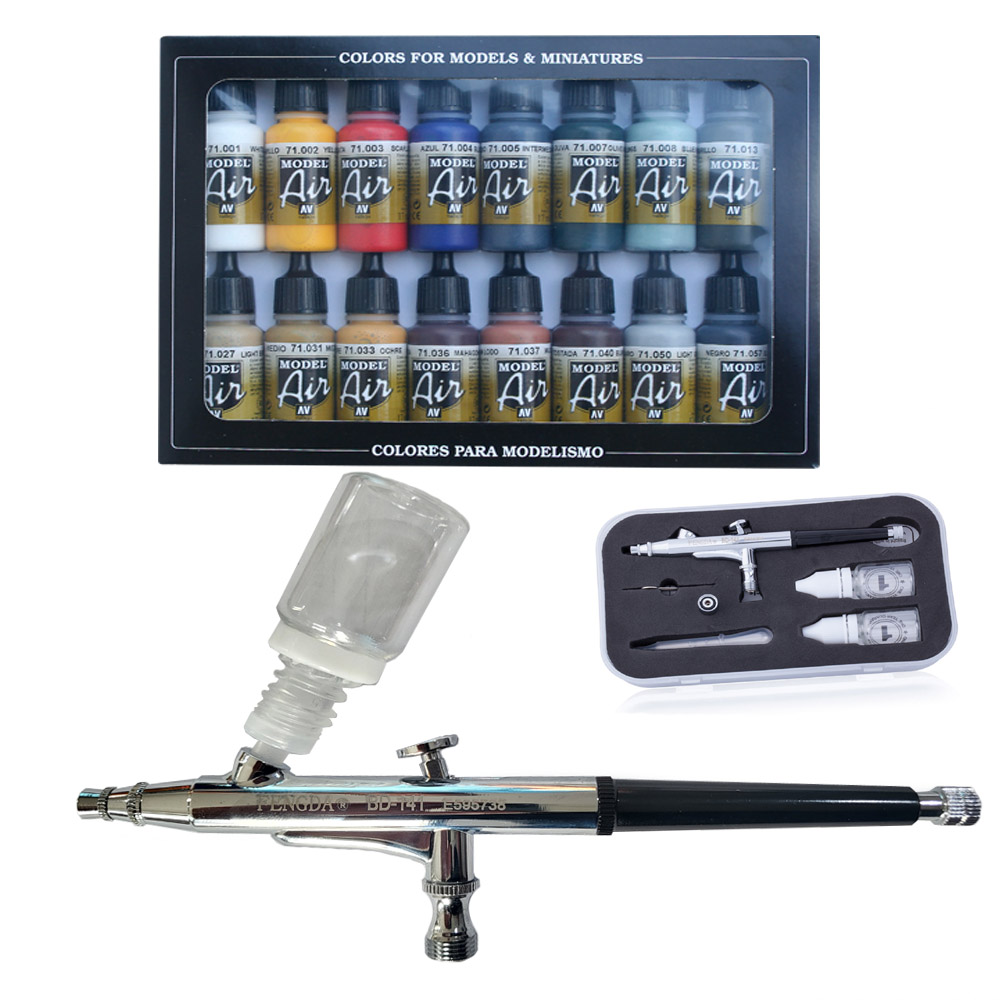Airbrush pistole FENGDA® BD-141 0,3 mm se sadou Vallejo barev