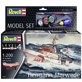 Revell DGzRS Hermann Marwede Model Set lodě 1:200, 78 dílů + barvy + lepidlo + štětec