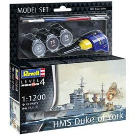 Revell HMS Duke of York Model Set lodě 1:1200, 45 dílů + barvy + lepidlo + štětec