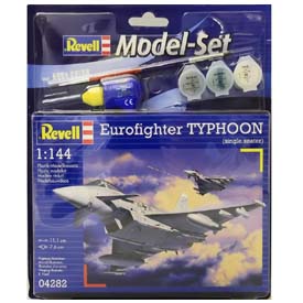 Revell Eurofighter Typhoon Model Set letadlo 1:144, 63 dílů + barvy + lepidlo + štětec