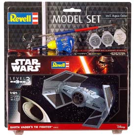 Revell Darth Vader's TIE Fighter Model Set vesmírné lodi 1:121, 21 dílů + barvy + lepidlo + štětec