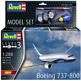 Revell Boeing 737-800 Model Set letadlo 1:288, 25 dílů + barvy + lepidlo + štětec