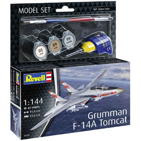 Revell Grumman F-14A Tomcat Model Set letadlo 1:144, 49 dílů  + barvy + lepidlo + štětec