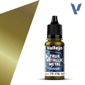 VALLEJO TRUE METALLIC 77.176 Zlatá metalická akrylová airbrush barva 18 ml