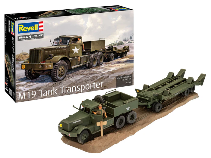 Revell 03364 M19 Tank Transporter plastikový model vojenského vozidla 1:76, 140 dílů