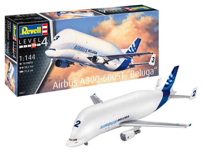 Revell 03817 Airbus A300-600ST Beluga plastikový model letadla 1:144, 78 dílů