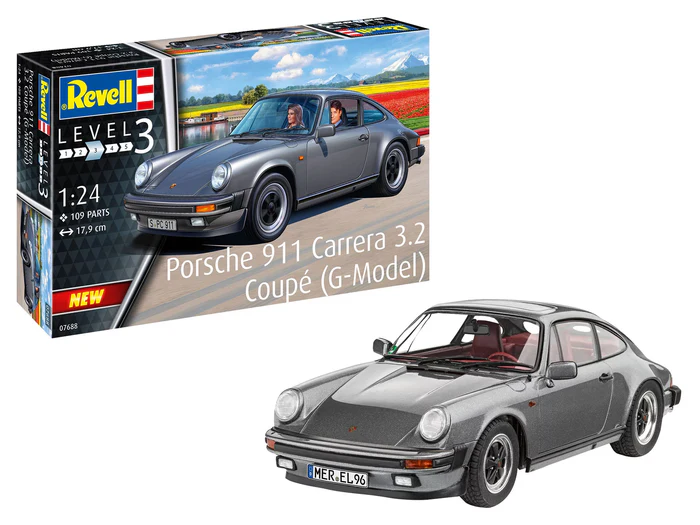 Revell 07688 Porsche 911 Carrera 3.2 Coupe plastikový model auta 1:24, 109 dílů
