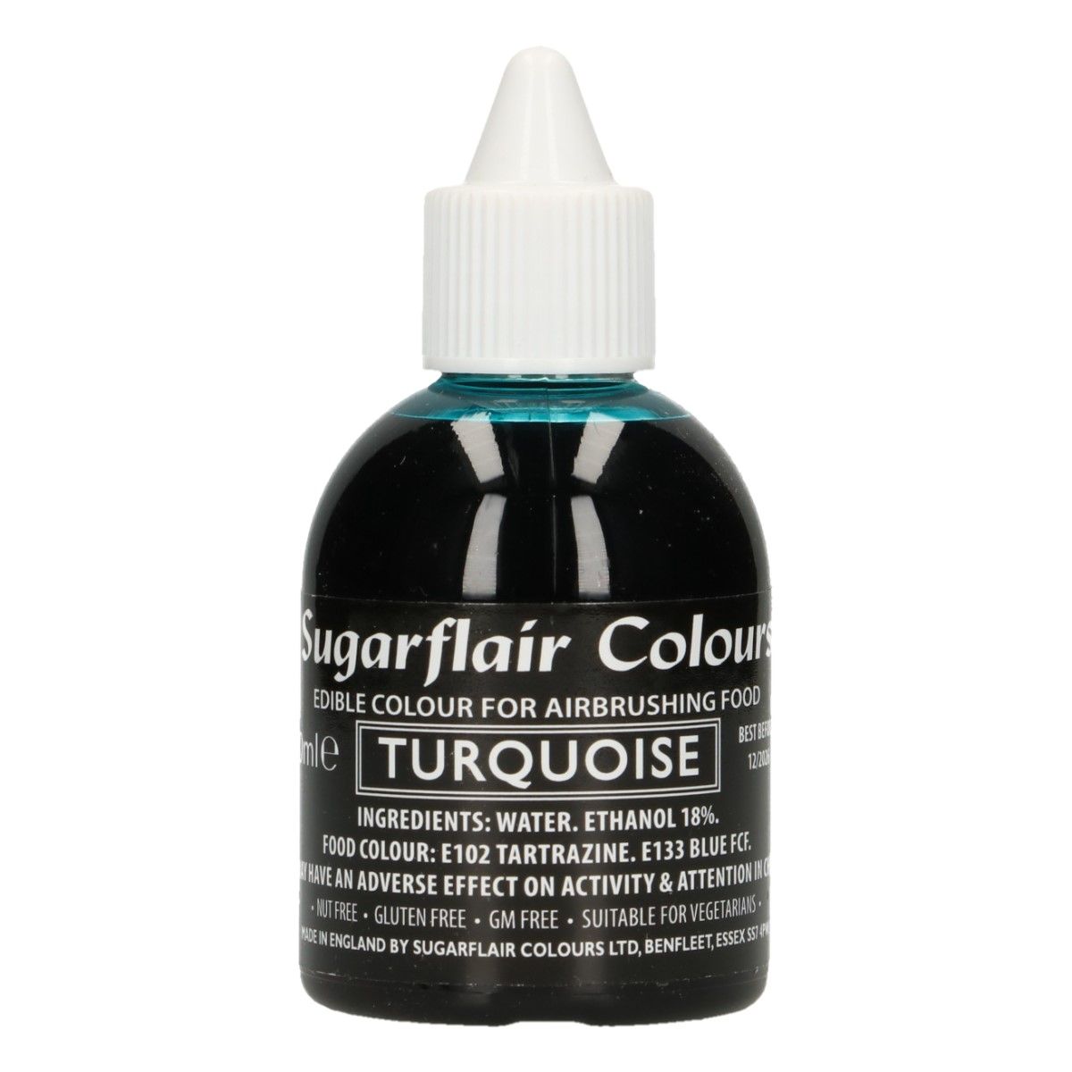 Sugarflair turquoise, tyrkysová potravinárska airbrush farba, 60ml