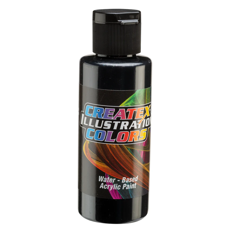 Ilustrační Černá airbrush barva CreateX 60 ml – 5051 Transparent Black