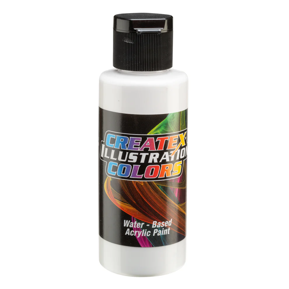 Ilustrační Neprůhledná bílá airbrush barva CreateX 60 ml – 5068 Opaque White