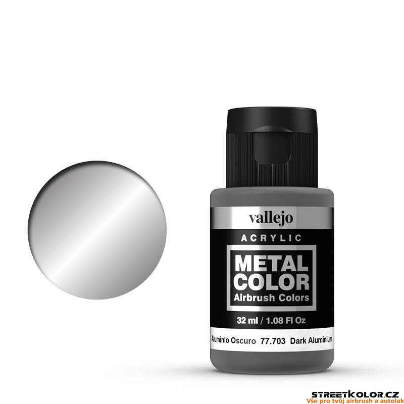 Vallejo 77.703 tmavá hliníková metalická airbrush barva 32 ml