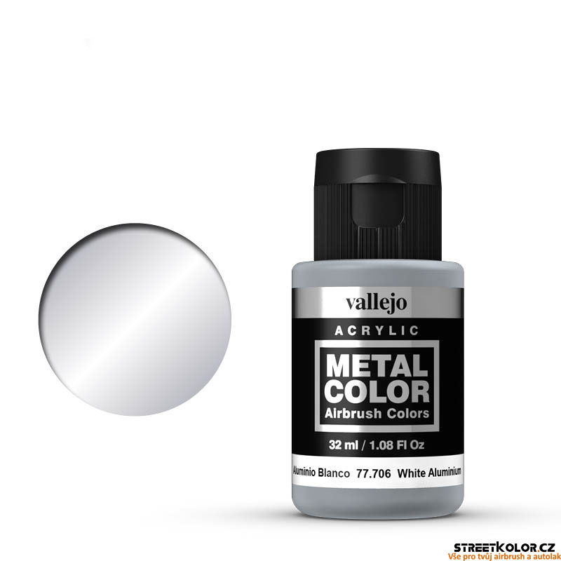 Vallejo 77.706 světlá hliníková metalická airbrush barva 32 ml