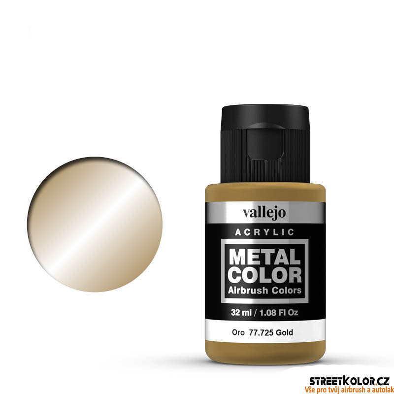 Vallejo 77.725 zlatá metalická airbrush barva 32 ml