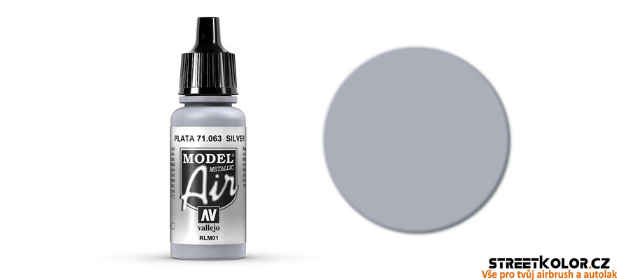 Vallejo 71.063 stříbrná metalická akrylová airbrush barva 17 ml