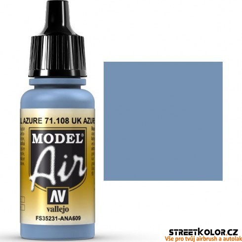 Vallejo 71.108 azurovo modrá akrylová airbrush barva 17 ml