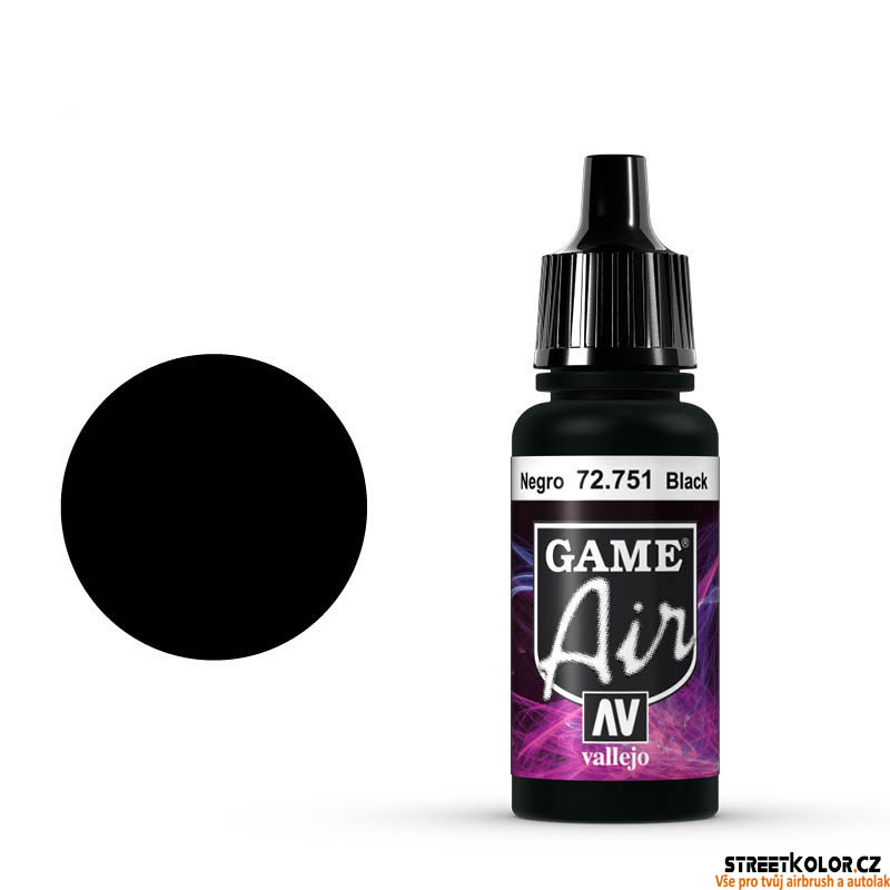 Vallejo Game Air 72.751 černá akrylová airbrush barva 17 ml