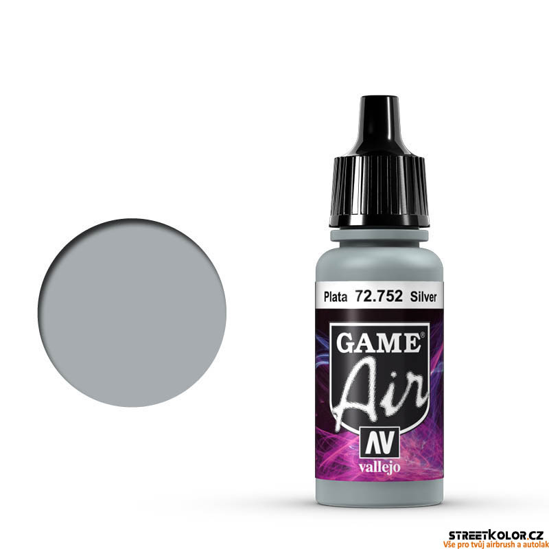 Vallejo Game Air 72.752 stříbrná akrylová airbrush barva 17 ml