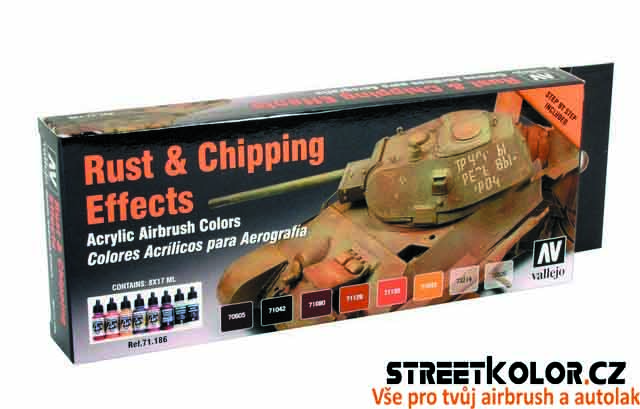 Vallejo 71186 sada airbrush barev Rust and Chipping effects 8x17 ml