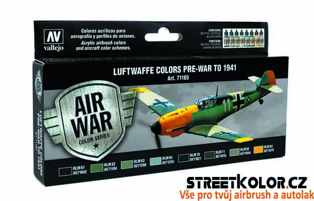 Vallejo 71.165 sada airbrush barev Luftwaffe Pre-War to 1941 8x17 ml