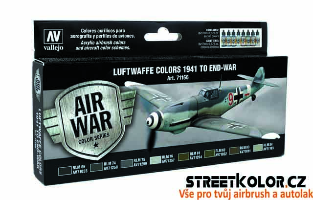 Vallejo 71.166 sada airbrush barev Luftwaffe Colors 1941 to end-war 8x17 ml