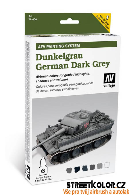 Vallejo 78.400 sada airbrush barev German Dark Grey 6x8 ml